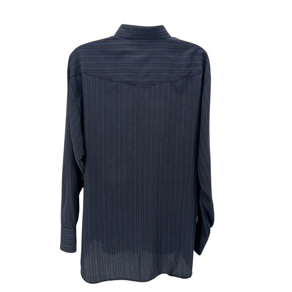 Roper Mens 3XL Shirt Snap Button Western Striped Pockets Gray Red Blue Retro - Picture 3 of 7